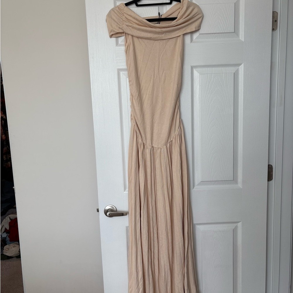 Elegant Cream Off-Shoulder Dress
